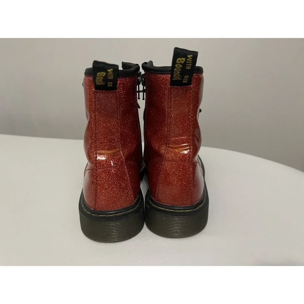 Dr DOC Marten 1460 Y Red Glitter Lace Up Boots - Size 5 US M / 4‎ UK
